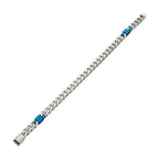 Matte Finish Steel Beveled Cuban with Two Blue IP Links & Black Sapphire Chain Bracelet