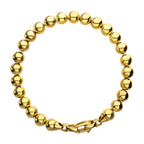 8mm Polished Finish 18Kt Gold IP Steel Bead Bracelet