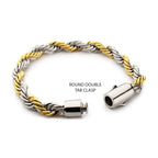 8mm 18Kt Gold IP Steel Two-Tone Rope Chain Bracelet
