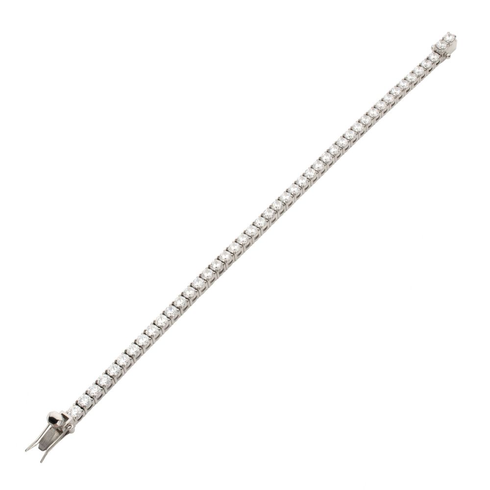 Stainless Steel Tennis Bracelet with 4mm Lab-Created White Sapphire 8"
