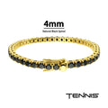 18Kt Gold IP Steel Tennis Bracelet with 4mm Natural Black Spinel