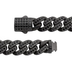 12mm Gun Metal IP Steel Miami Cuban with Black Spinel Chain Bracelet