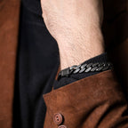 12mm Gun Metal IP Steel Miami Cuban with Black Spinel Chain Bracelet