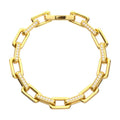 8mm Polished 18Kt Gold IP Steel Paperclip Chain with Clear CZ Heavy Link Bracelet