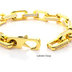 8mm Polished 18Kt Gold IP Steel Paperclip Chain with Clear CZ Heavy Link Bracelet