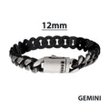 12mm Black IP Matte Steel Cuban Chain with Black Sapphire Clasp Reversible Bracelet