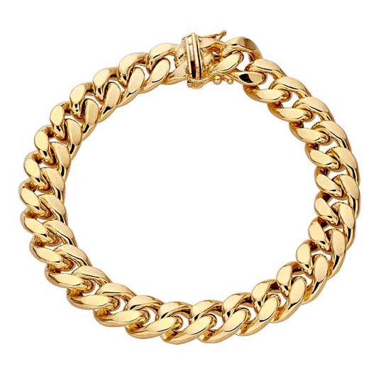 14K Yellow Gold 10.7mm Cuban Chain Bracelet