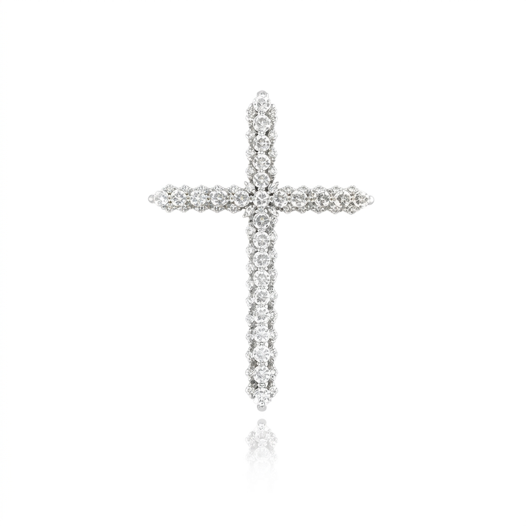 14K White Gold Cross Pendant