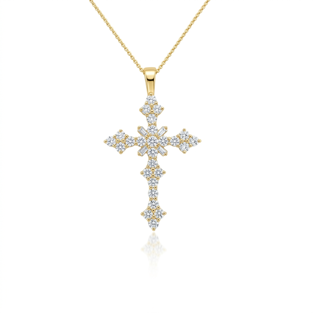 14K Yellow Gold Vintage Cross Pendant
