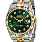 Pre-Owned Rolex Datejust 36 Green Diamond Dial Two-Tone Jubilee Bracelet