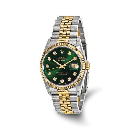 Pre-Owned Rolex Datejust 36 Green Diamond Dial Two-Tone Jubilee Bracelet