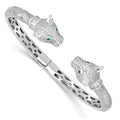 Rhodium-Plated Sterling Silver CZ Hinged Cuff Bracelet