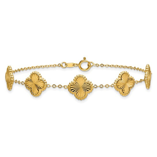14K Yellow Gold Diamond-Cut Station Bracelet