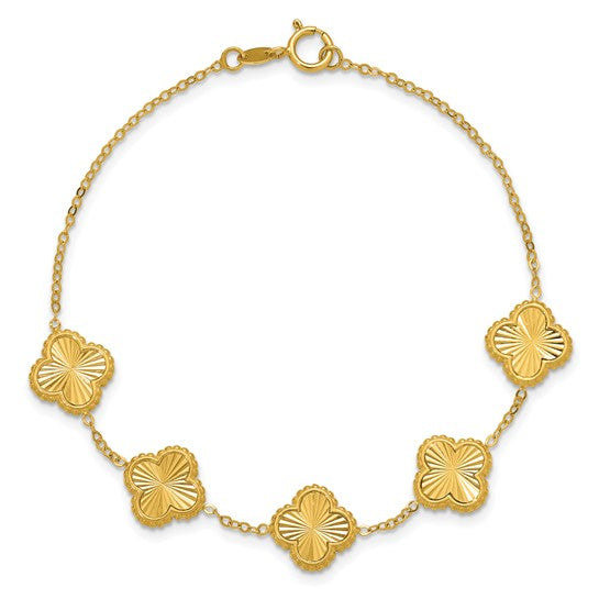 14K Yellow Gold Diamond-Cut Station Bracelet