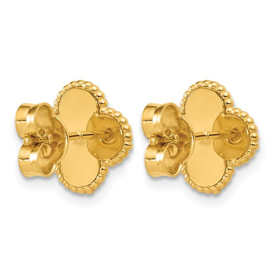 14K Yellow Gold Diamond-Cut Button Earrings