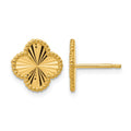 14K Yellow Gold Diamond-Cut Button Earrings