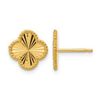 14K Yellow Gold Diamond-Cut Button Earrings