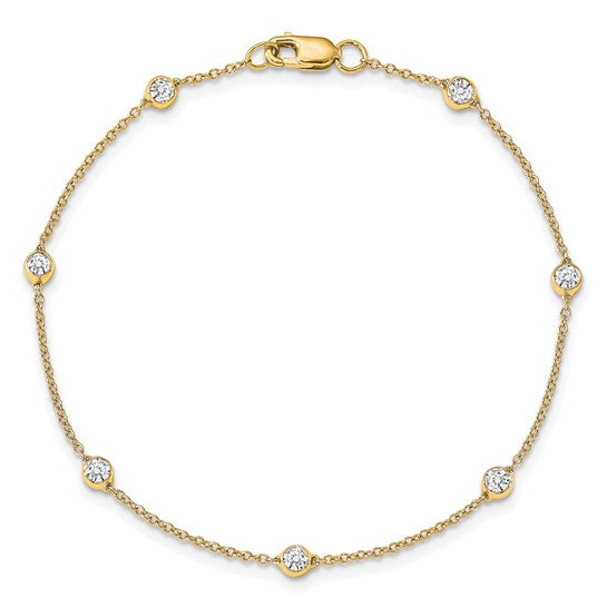 14K Yellow Gold Lab-Grown Diamond Bezel Bracelet