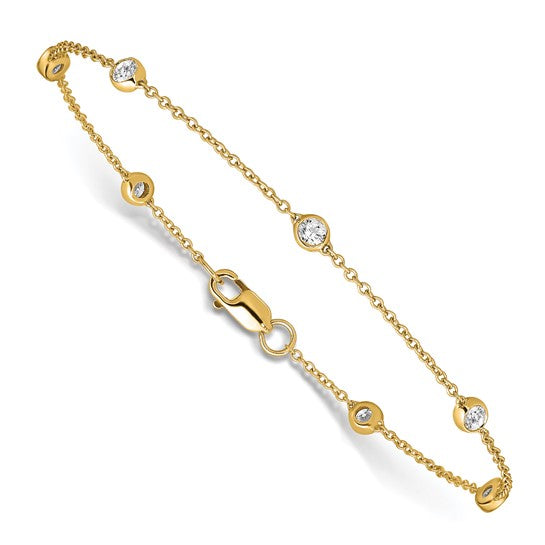 14K Yellow Gold Lab-Grown Diamond Bezel Bracelet