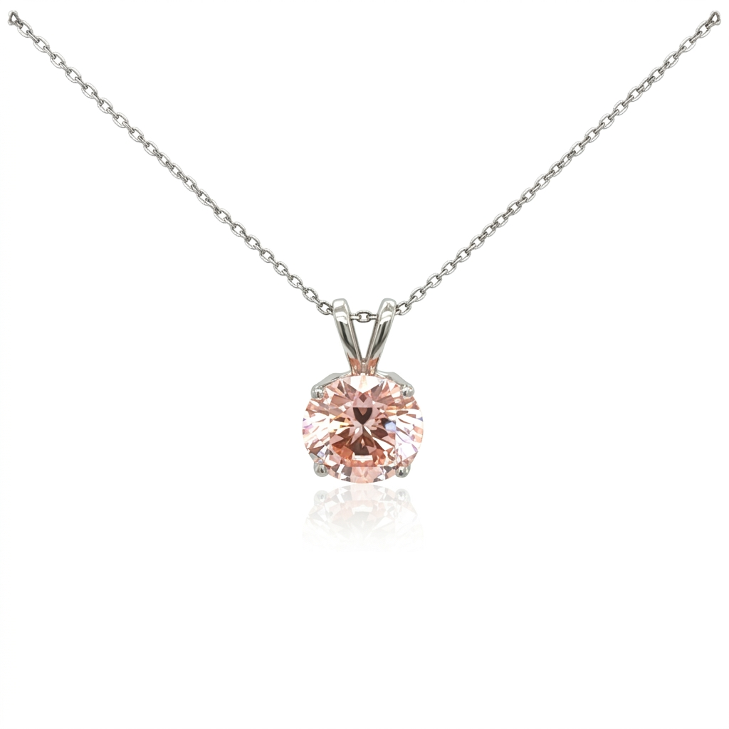 Pink Lab-Grown Diamond Solitaire Necklace